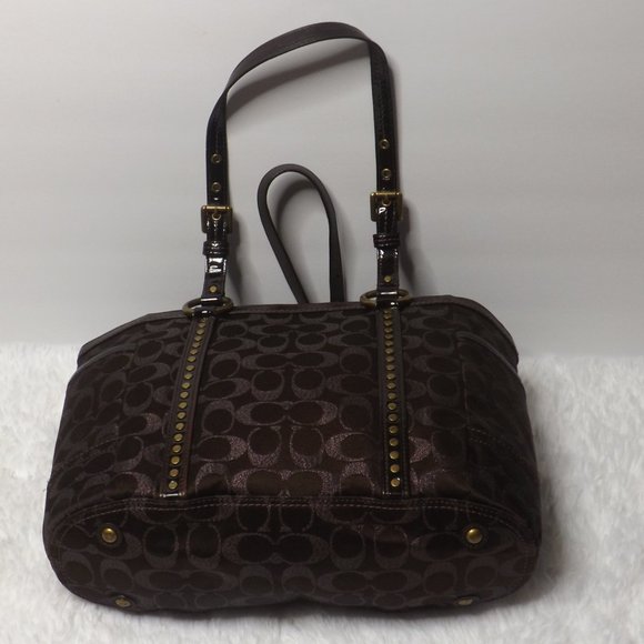 Coach Brown Lurex Jacquard Leather Signature Tote Bag - Picture 3 of 5